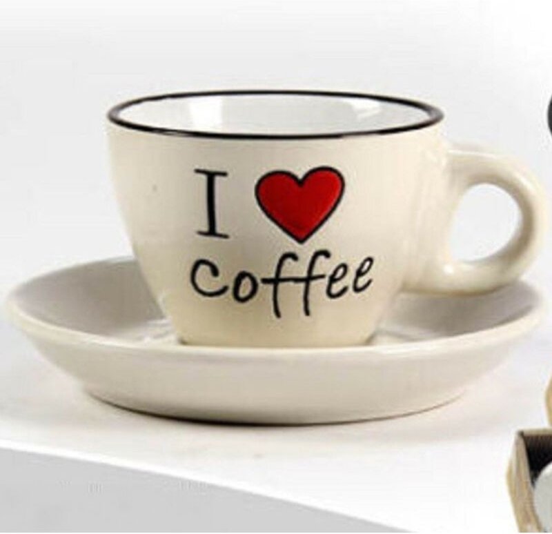 Trade Shop Traesio - Trade Shop - set 6ER tassen + untertasse 80ML kaffee klassisch moderne farben ass 668715 -