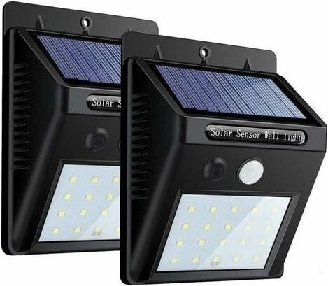 2er-Pack Solarleuchten für den Außenbereich, 20 wasserdichte LED-Solar-Wandleuchten mit Bewegungsmelder, Sicherheitslich...