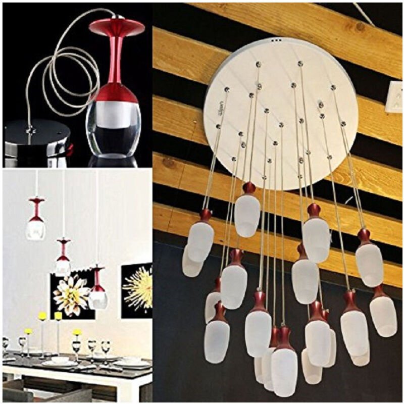 Trade Shop - Kronleuchter 20 Anhänger rot Kelch Lampe Decke led Licht Anhänger Lampe Halter -
