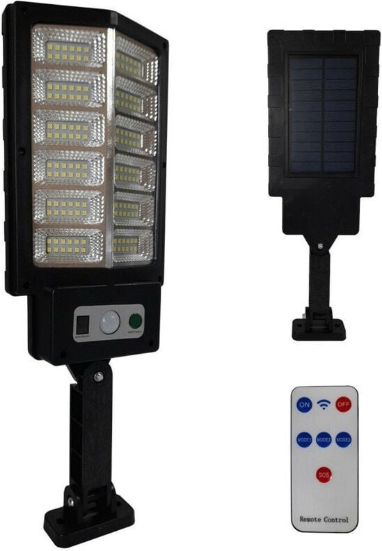Trade Shop - STRASSENLEUCHTUNGSSOLARPANEL MIT TELECOMMAND-SENSOR 144LED 60W T936-C -