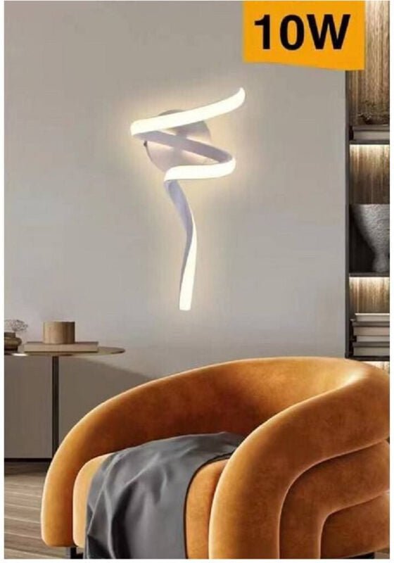 Trade Shop Traesio - Trade Shop - applique led curvo 10 w lampada zu parete stilizza 3 colorationen luce AQ19-3C -