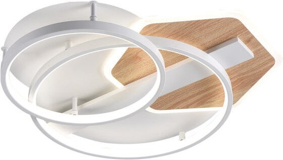 Fabrilamp - Trofa Deckenleuchte weiß/buche 120w 3000-4000-6000k 9x50 x50cm 10200lm c/remote