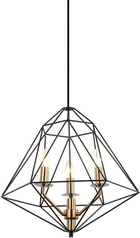 Maresmo - Industrie- und Retro-Anhänger schwarz, Gold 3 Light mit schwarzem Farbton, E14 dimmbar - Italux