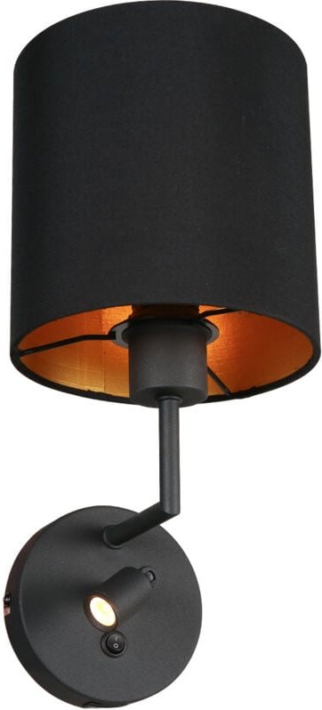 Wandleuchte - Noor - schwarz - leinen metall - ø 18cm - - Mexlite