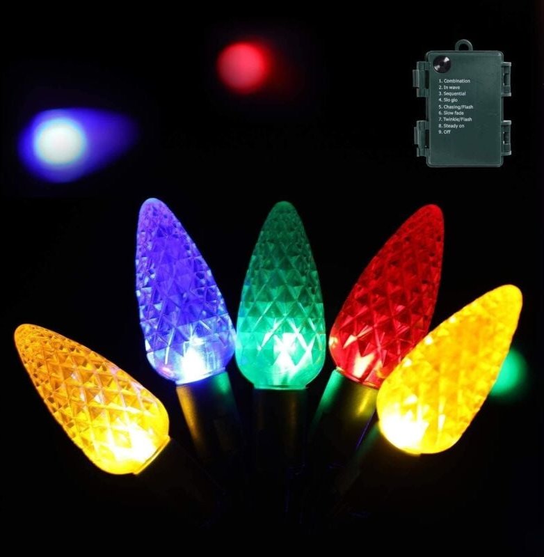 Weihnachtsbeleuchtung, Weihnachtsdekoration für den Außenbereich, 5 m, 50 LEDs, batteriebetrieben, Erdbeer-Lichterkette,...