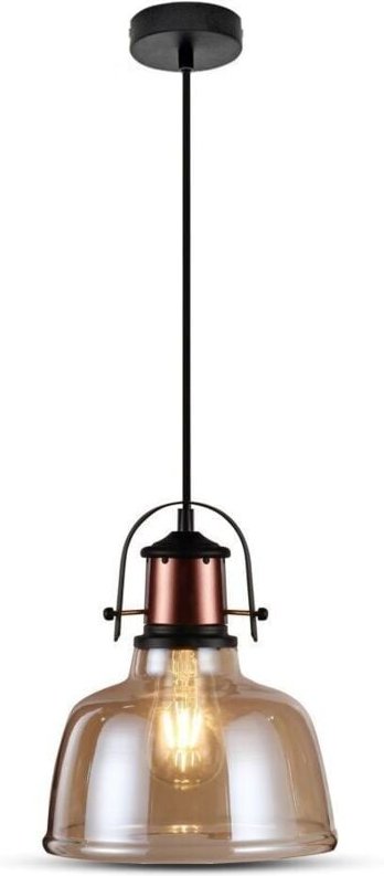 V-TAC VT-7220 Industrieller LED-Kronleuchter im Vintage-Stil 1MT E27 Elegantes Ф220mm Metall und braunes Glas