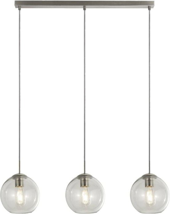 3 Licht Anhänger Bar Satin Silber, Glasschirm, E27 - Searchlight