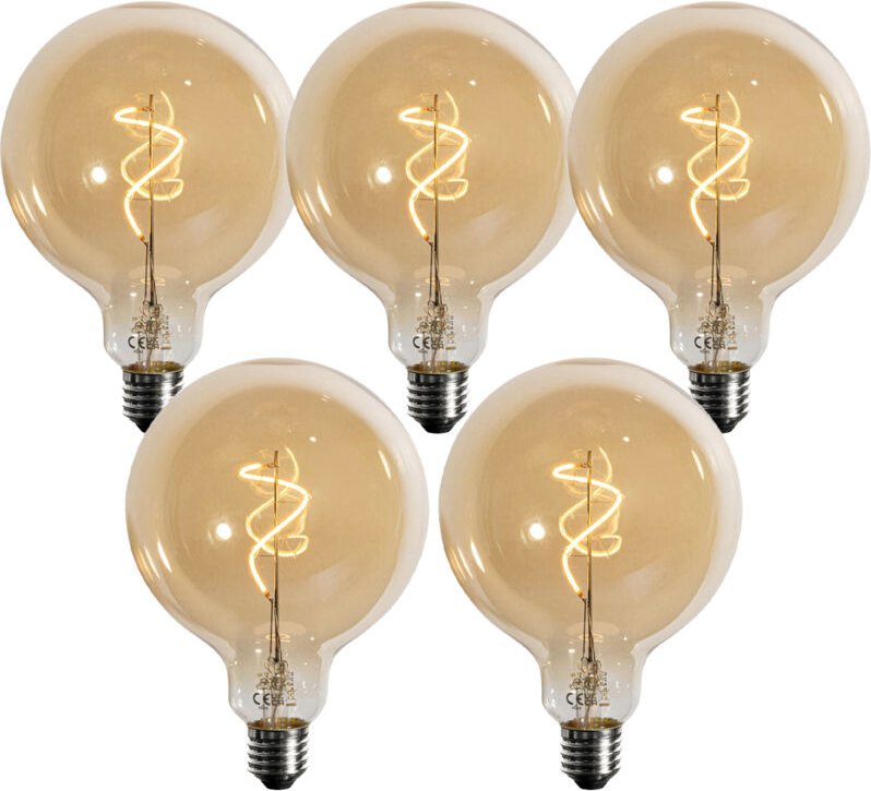 Luedd - Set mit 5 dimmbaren E27 LED-Glühbirnen Spiralfilament Gold G125 4W 270 lm 2700K