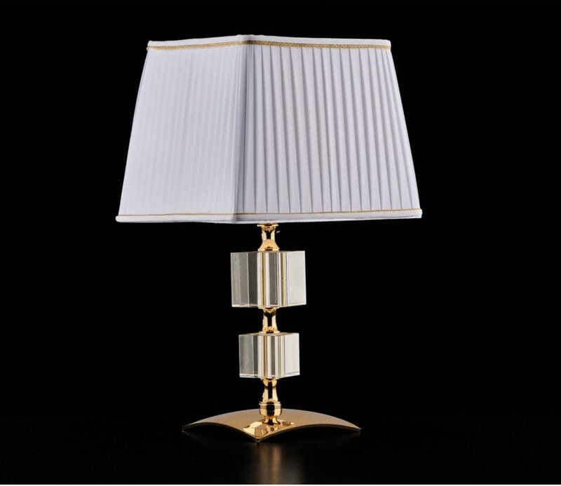 Franz - Tischlampe aus goldenem Eisen und Kristall 1 Licht mit Lampenschirm H.36 - Ø20 - BL275-LT-OR