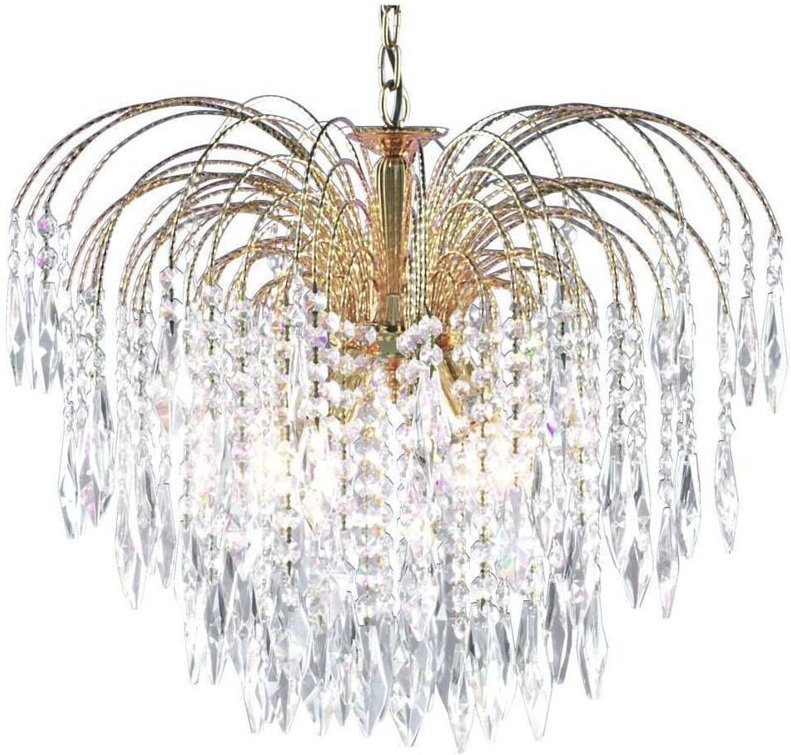 Searchlight - Waterfall - 5 Lichtdeckenleuchter Gold mit Kristallen, E14