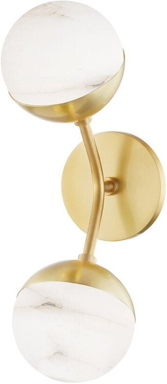 Saratoga 2-flammige Wandleuchte Messing, spanischer Alabaster, 2700K