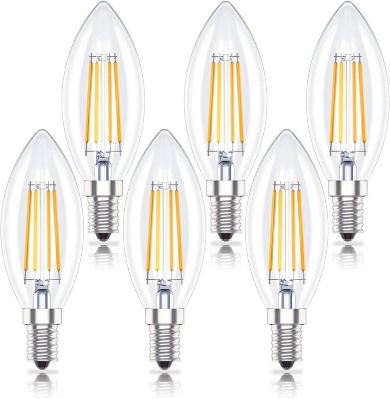 Set mit 6 dimmbaren E14-LED-Kerzenlampen, 4 W (ersetzt 40 W), warmweiß 2700 K, dimmbar