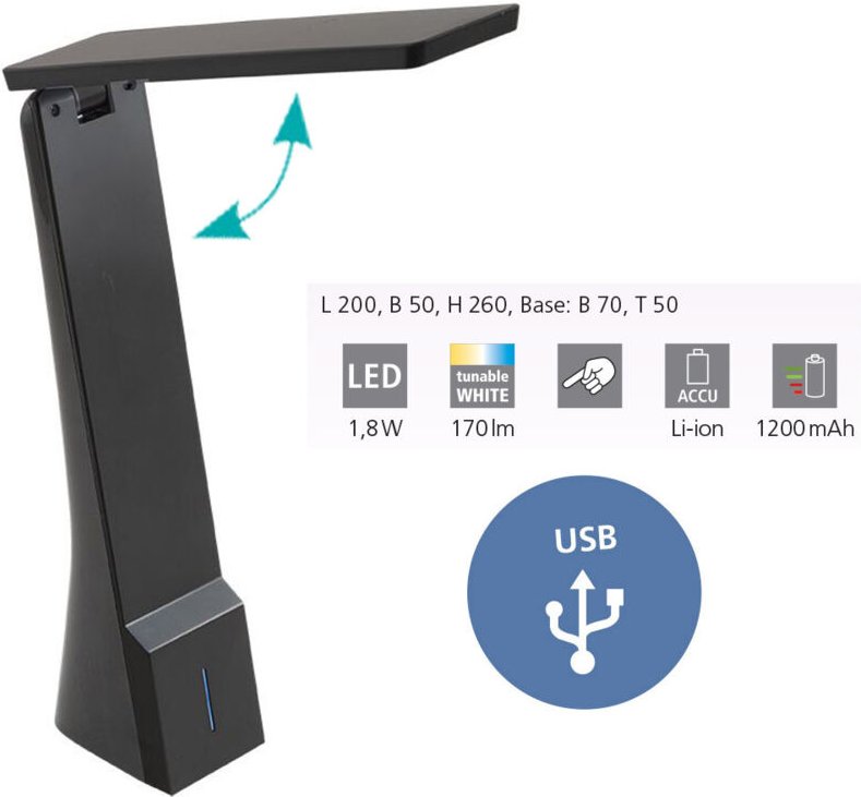 Led Tischleuchte La Seca schwarz 26 x 5 x 20 cm Lampen - Eglo