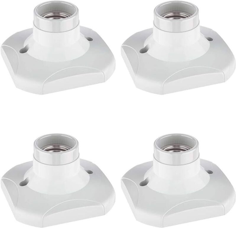 E27 Keramik-Glühbirnenfassung, 4 Stück, E27 Lampenfassungssockel für Wandlampen, Weiß