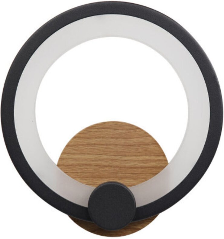 Wandleuchte Sydney 10w 4000k schwarz/dunkles holz 19,5x19x 5 cm 1300lm