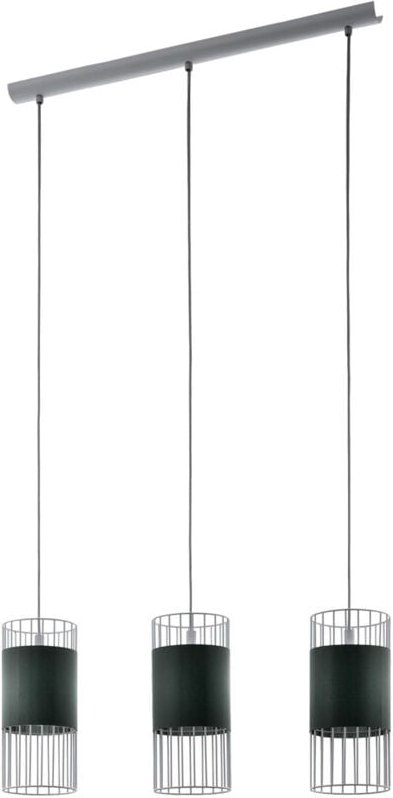 Eglo - Pendelleuchte Textil Wohnzimmer Hängelampe Esszimmer Hängeleuchte 3-Flammig, Schirme in Käfig Design, 3x E27, LxH...