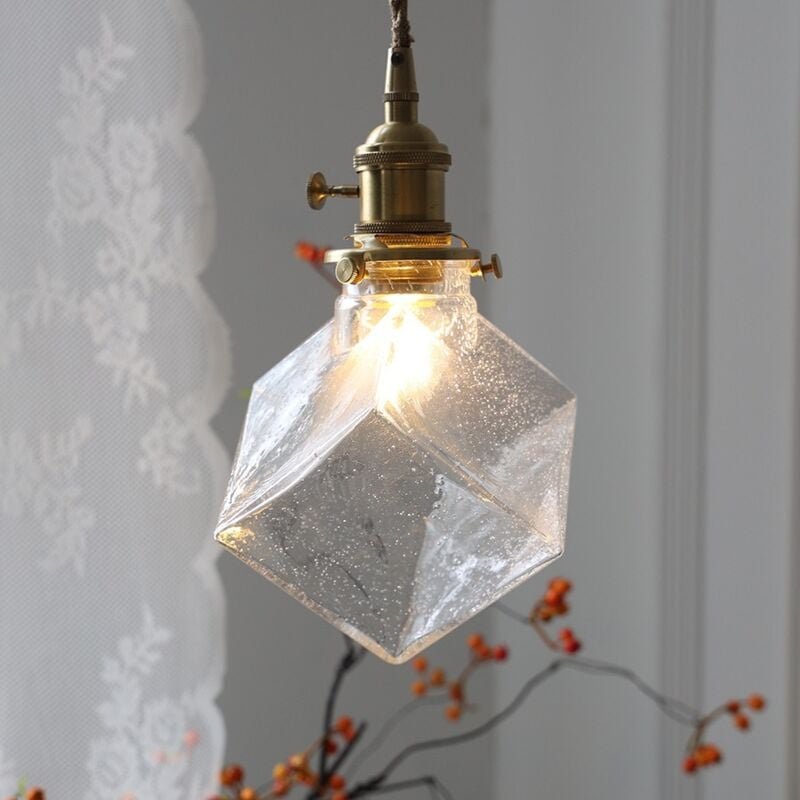 Modern Hängelampe Design Kreative Glas Lampenschirm Pendelleuchte E27 Messing Deckenleuchte für Café Küche Bar - a