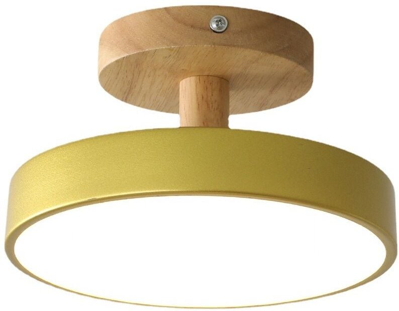 Led Moderne Deckenleuchte Metall Holz Deckenlampe Innen Runde Pendelleuchte Weiß Ø23CM - 1Pcs Kaltweiß Licht