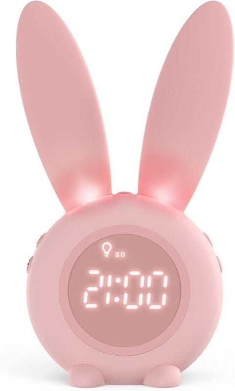 Kinder Lichtwecker Cute Rabbit Kinderwecker Creative Nachttischlampe Snooze-Funktion, zeitgesteuertes Nachtlicht, Kinder...