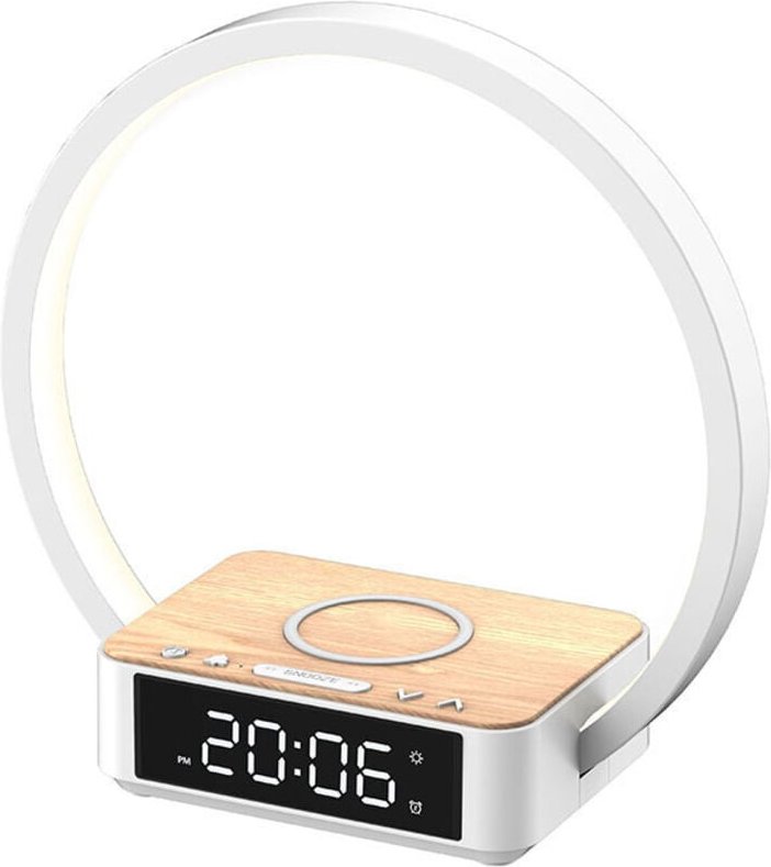 Led Nachttischlampe mit Ladefunktion 10W, Dimmbares Touch Wecklicht mit 3 Helligkeitsstufen, Warmes Nachtlicht mit Wirel...