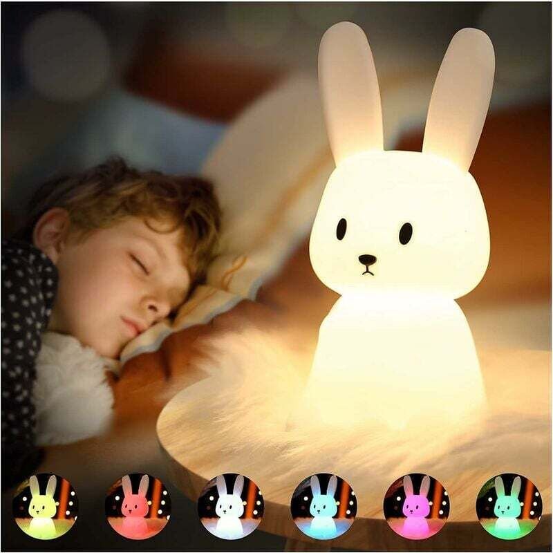 Kaninchen-Baby-Nachtlicht, Touch, 7 Farben, USB wiederaufladbar, kann zeitgesteuert werden, Kinder-Nachtlicht, Deko-Lamp...