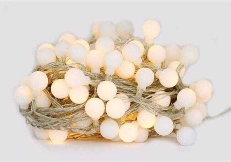 Kugelförmige Lichterkette, 10 m, 100 LEDs, Weihnachtsbeleuchtung für den Innen- und Außenbereich, mit Fernbedienung und ...