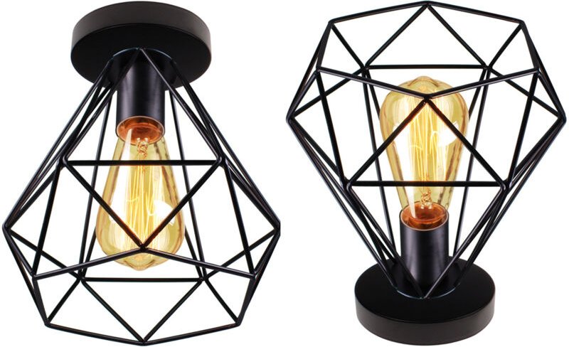 Deckenlampe 20cm Vintage Deckenleuchte Industrial E27 aus Metall Eisen Käfig Pendelleuchte Deckenleuchten für Flur Küche...