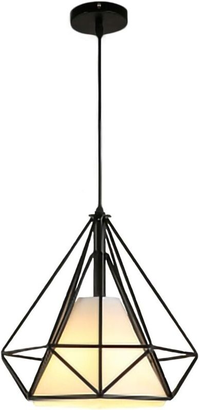 STOEX Retro Pendelleuchte 25CM E27 Diamant Käfig Eisen Hängende Deckenleuchte für Flur Küche Schlafzimmer Wohnzimmer Caf...