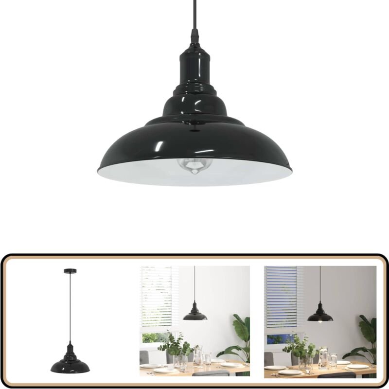 Pendelleuchte Höhenverstellbar E27 Schwarz Glänzend ø 31 cm - Vidaxl