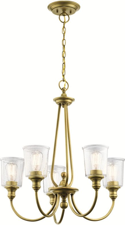 Waverly 5 Light Kronleuchter, Naturmessing, E27 - Elstead