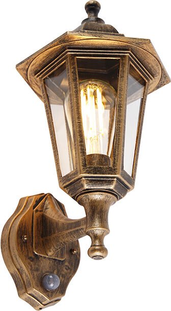 Klassische Außenwandleuchte antikgold mit Bewegungssensor - New Haven