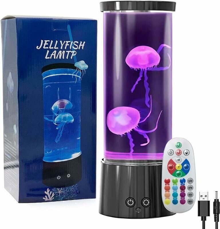 Quallen-Aquarium-Lavalampe – Quallen-LED-Nachtlicht mit 16 Farben, Fernbedienung, entspannendes Geburtstagsgeschenk für ...