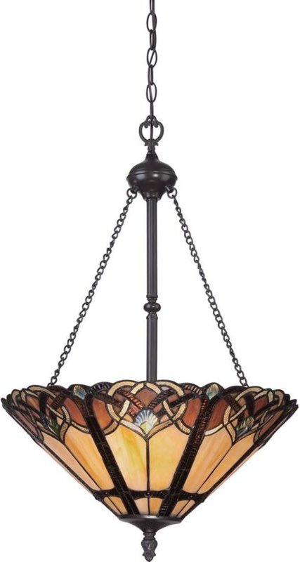 Hängeleuchte Deckenlampe Pendelleuchte Tiffany-Glas Stahl d 40,8 cm 3 Flammig