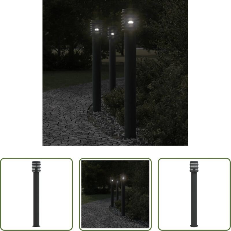 vidaXL Wegeleuchte - Wegeleuchte Schwarz 110 cm Edelstahl