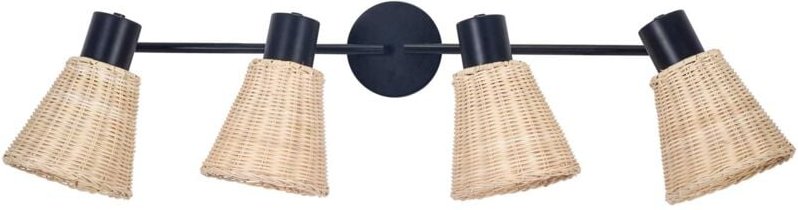 Deckenleuchte IP20 nature E27 15W Schwarz Natürliches Rattan