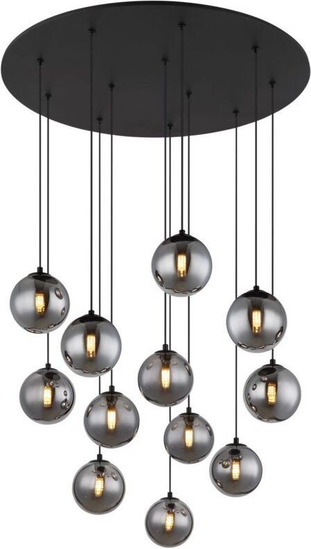 Hängelampe Esstischleuchte Pendelleuchte rauchfarben led 12 Flammig Glas h 120cm