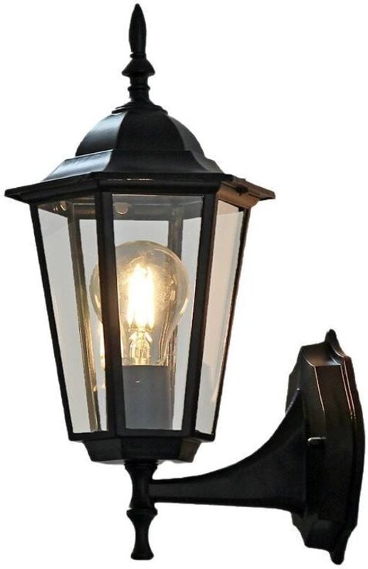 Newport Außenwandleuchte, Metall/Glas, Schwarz