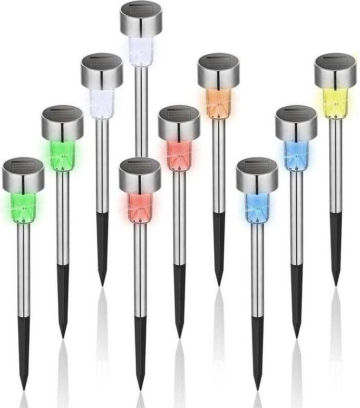 Lot de 10 lampes solaires LED d'extérieur, en acier inoxydable, étanches et alimentées à l'énergie solaire, adaptées aux...