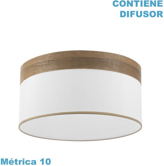 Cloe m10 Hängelampenschirm weiß/dunkles Holz 50dx50dx22h inklusive Diffusor