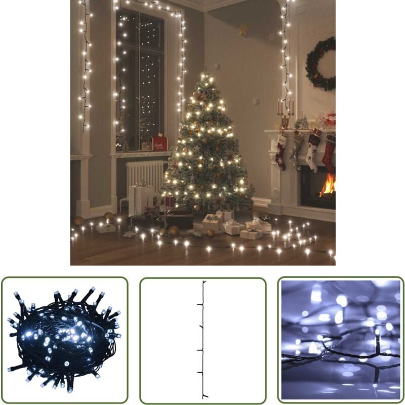 The Living Store LED-Lichterkette mit 150 LEDs Kaltweiß 15 m pvc - Weihnachtsdeko - LED-Lichtring - Lichterkette - Festl...