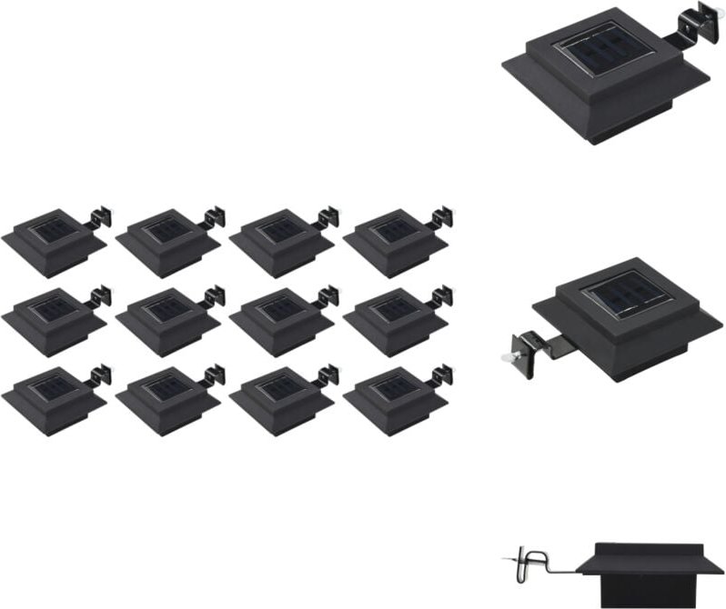 Thumbnail - Solar-Außenleuchten 12 Stk. led Rechteckig 12 cm Schwarz - led Solarleuchte - Solar Lampen - Außenscheinwerfer - Gartenb...