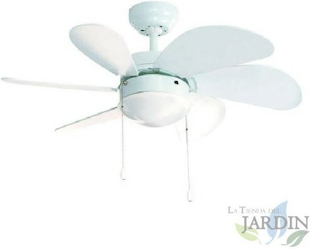 FM-Deckenventilator mit Licht, 80 cm, Leistung 50 W, Weiß.