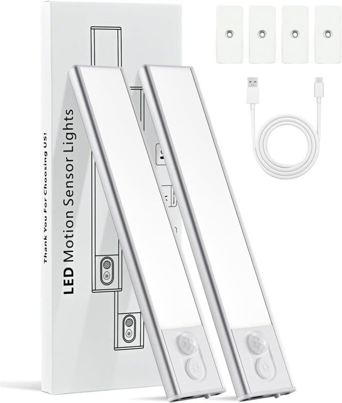 Unterschrankbeleuchtung, magnetische Unterschrankbeleuchtung, kabellos, dimmbar, LED-Bewegungsmelder, Schranklicht, 1100...