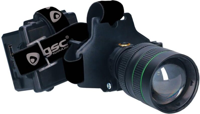 Wiederaufladbare LED-Stirnlampe mit Zoom und USB-C-Kabel (60W 2800lm) Lichtstrahl bis zu 500m IPX4 schwarze Farbe