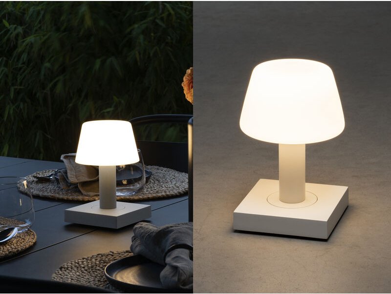 Thumbnail - Kleine led Outdoor Akku Tischleuchte monaco per usb aufladbar, Weiß h: 19cm