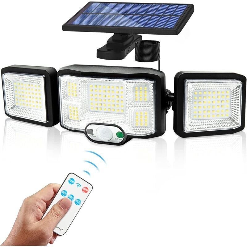 Aiperq - ymyny Solar Außenleuchte Wandlampe LED-Licht 3 Köpfe 192 LEDs Bewegungsmelder Sicherheitsflutlicht Beleuchtung ...