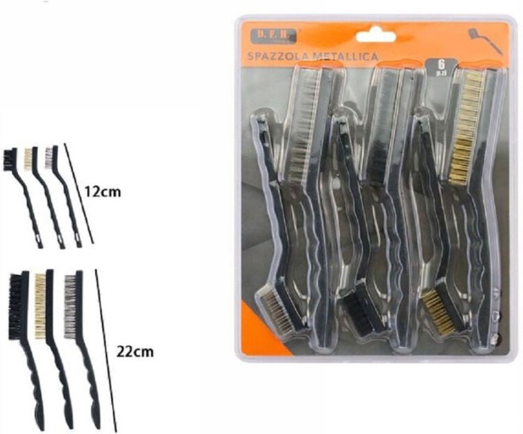 Trade Shop Traesio - Trade Shop - set 6-TEILIG metall eisenbürste 3 lang 22CM 3 kurz 12CM 07057 -