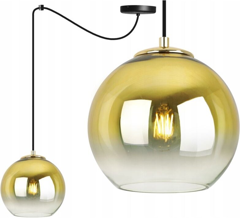 Hängelampe, Deckenleuchter, goldener Lampenschirm, 20 cm