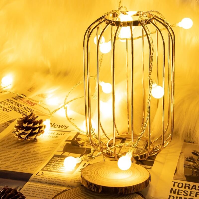 Lichterkette, 6 m, 40 LED, 2 Modi, batteriebetrieben, warmweiß, dekorativ, für draußen, drinnen, Garten, Haus, Hochzeit,...