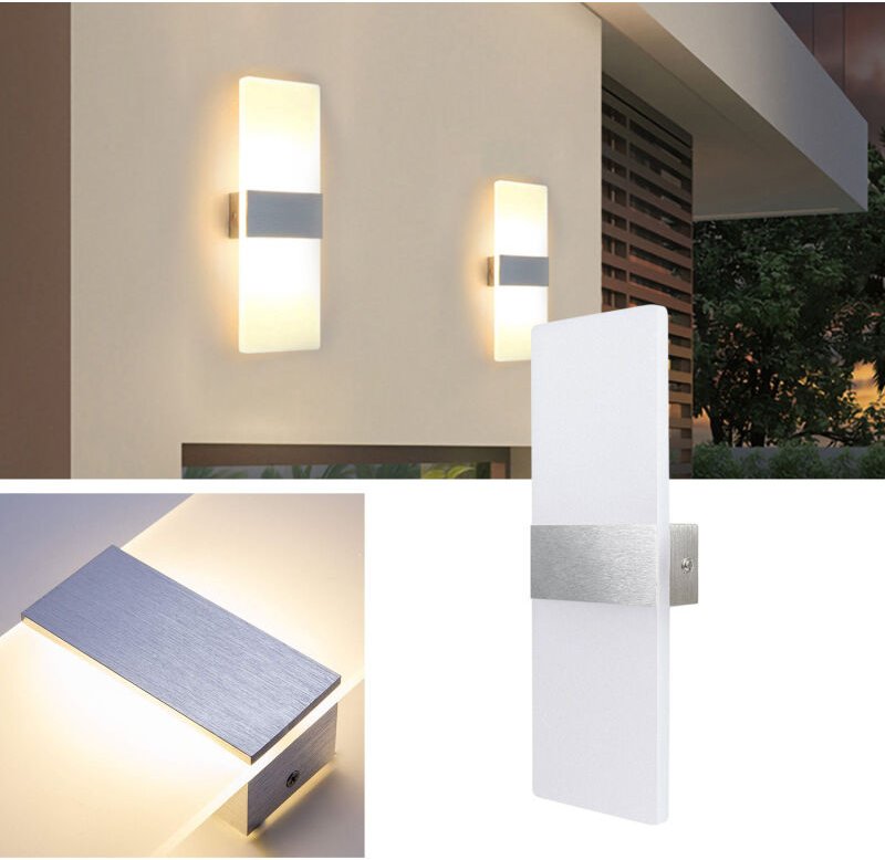 Thumbnail - Tolletour - led Wandleuchte Innen/Außen Wandleuchten Modern Wandlampe Wandbeleuchtung Treppenhaus Flur Warmweiß 2X 6W